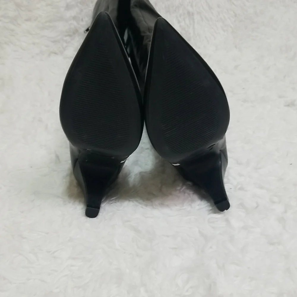 Wild Diva Black Over-the-Knee Boots with White Stripes